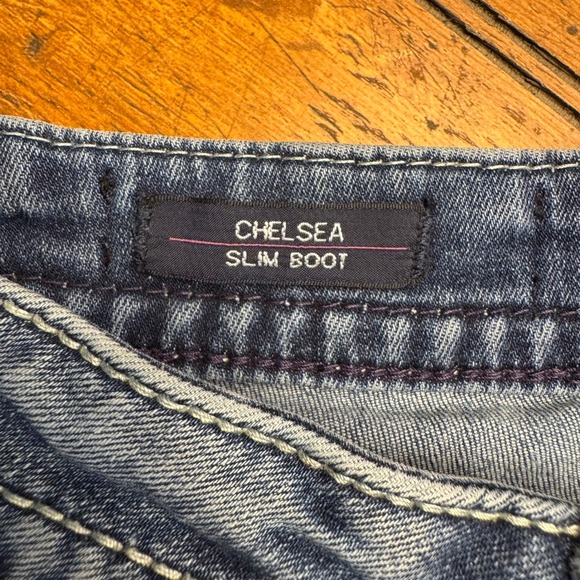 VIGOSS Women's Chelsea Slim Boot Jeans Medium Wash Embellished Pockets 7/8 - Picture 3 of 6